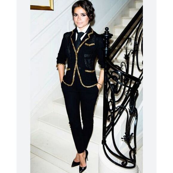 Ralph Lauren Purple Label Runway Blazer Gold Beaded Silk Knit Evening Jacket L - Picture 6 of 16